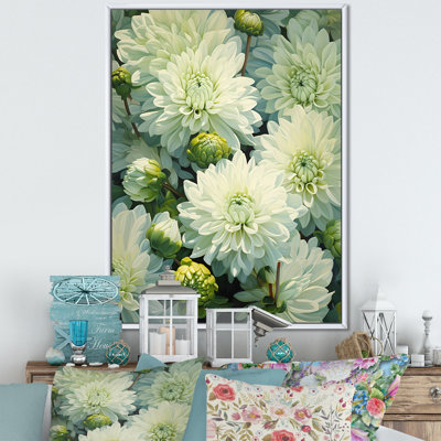 Minimalisme mamans en blanc et vert estompé sur toile