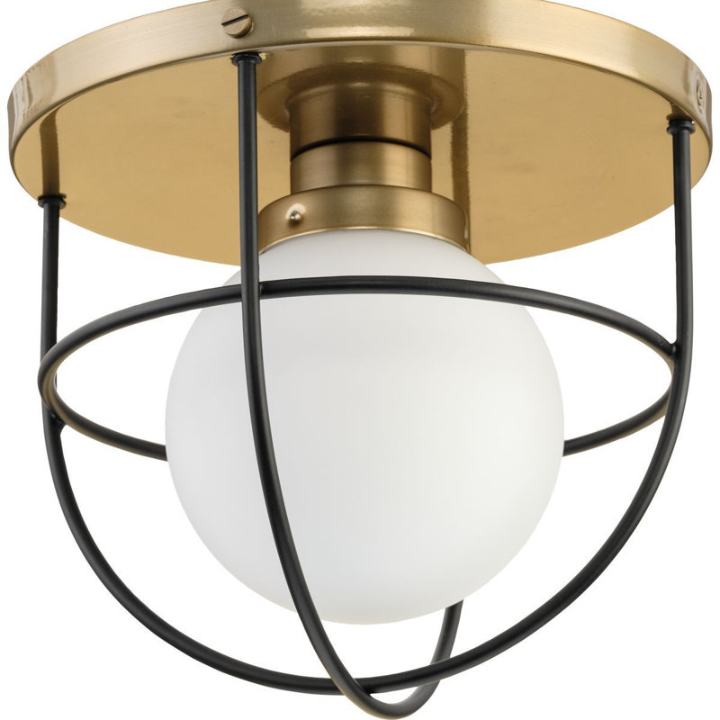 Avec 10.125 in. 1-Light Champagne Bronze Luxe Industrial Flush Mount