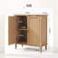 Buffet vintage en placage de bois rétro avec 2 portes, armoire de rangement haute avec tablette réglable pour le hall d'entrée et le salon-133710815