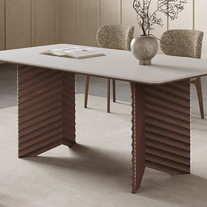 Home white rock slab rectangular dining table, 29.52" H x 62.99" L x 31.49" W