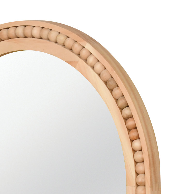 Miroir mural en bois avec bordure perlée, 36 po x 24 po, Bois naturel