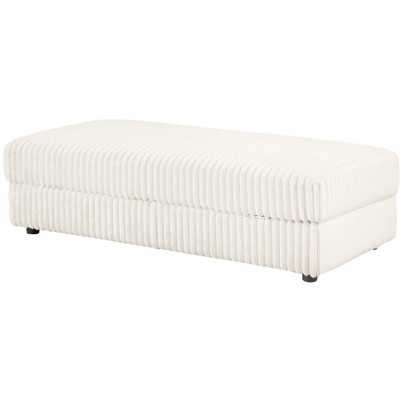 Upholstered Rectangular Storage Ottoman Ivory