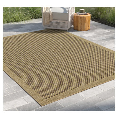 Tapis d'intérieur et d'extérieur brun clair et naturel en polypropylène tissé à plat de 5 pi 3 po x 7 pi 3 po Earth Collection