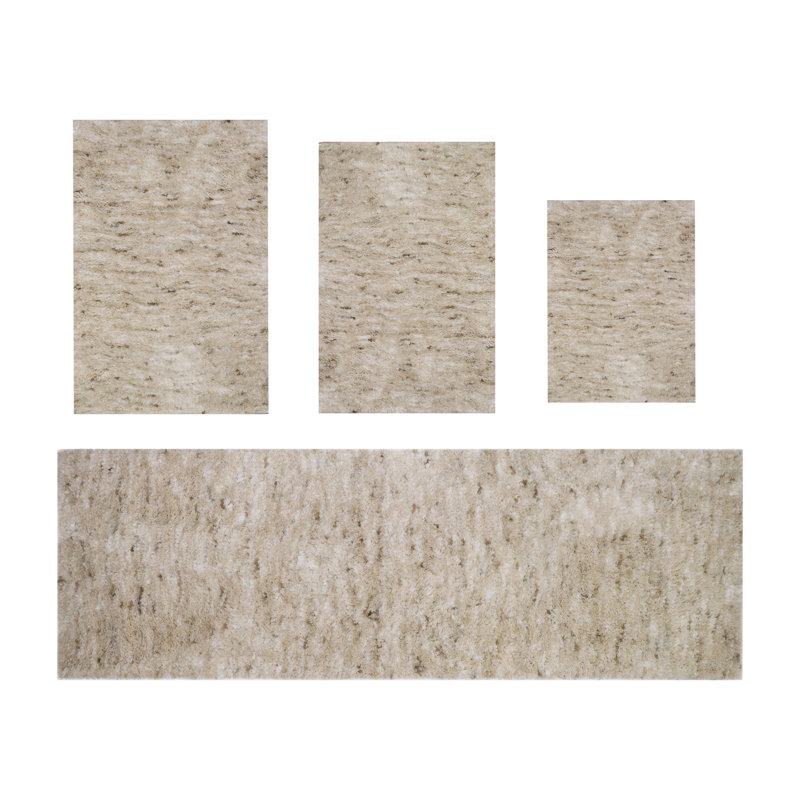 Ensemble de tapis de bain en microfibre 100% polyester Cloud Comfort, absorbant l'eau et  doux - ensemble de 4 pièces, Ivoire