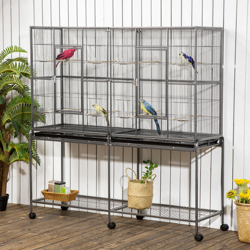 Mangeoire à oiseaux en métal à double roulement PawHut