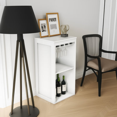Rentsch Modular Wine Bar Cabinet with Storage Shelves and Hutch for Dining Room