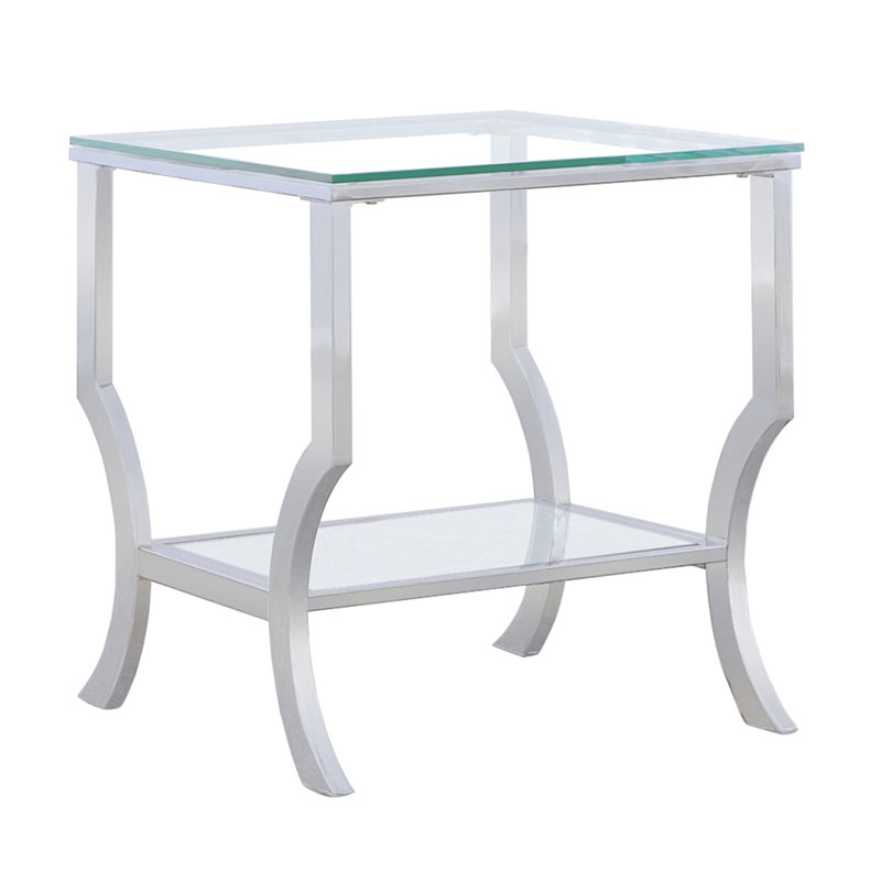 Table de bout carrée, finition en verre et design esthétique, tables à surface élégante, étagères