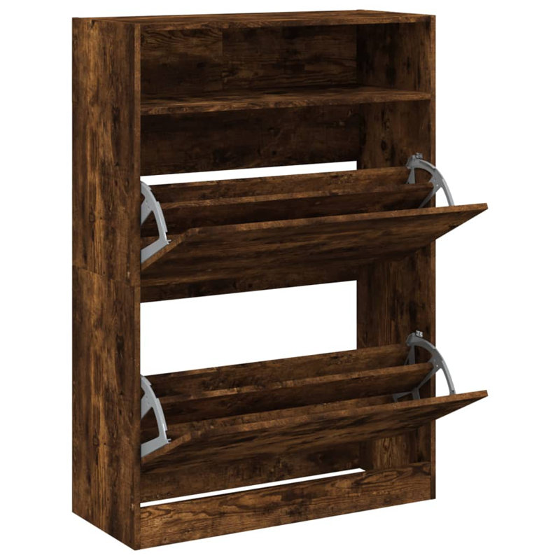 12 - Pair Shoe Storage Cabinet, Smoked Oak