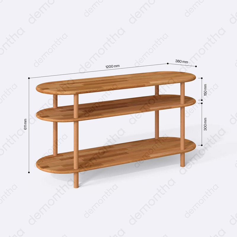 Meuble télé Dublin Etagere, console multimédia minimaliste en bois de hêtre massif pour le salon, 47.2"