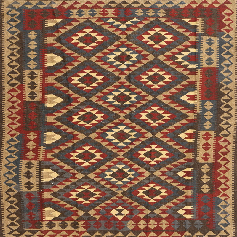 Tapis brun/rouge contemporain Sitkin, Carré 8 pi