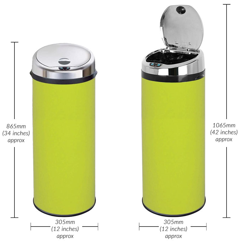 Ladson Steel Motion Sensor Rubbish Bin, Lime Green, 50L