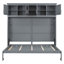 Lit escamotable double pleine grandeur: armoires supérieures, gris