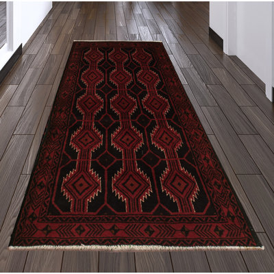 Hand-Knotted Rizbaft Red Wool Rug 3'3" X 5'9"