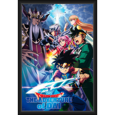 ACHETER DE L'ART POUR MOINS Sous licence officielle Dragon Quest - Dai contre Dark King - affiche d'art encadrée - 24 x 36 po - Cadre en bois d'ingénierie robuste avec verre plexi - prêt à être accroché