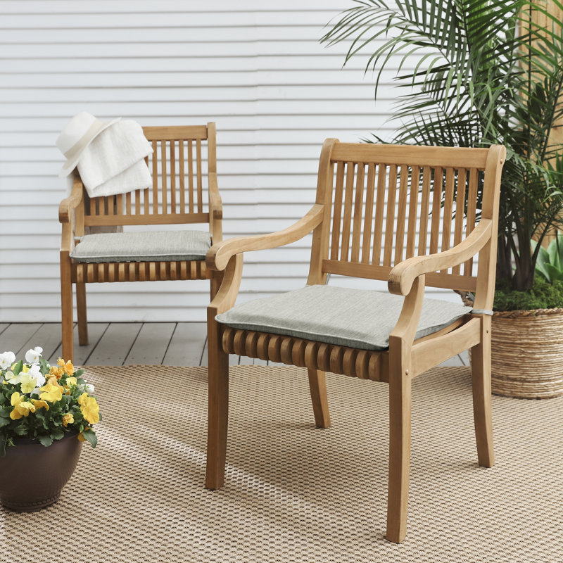 Macaire Sunbrella Outdoor 2'' Dining Chair Chair Pad, 2" H x 19" W x 19" D, Canvas Granite Sunbrella® Canvas