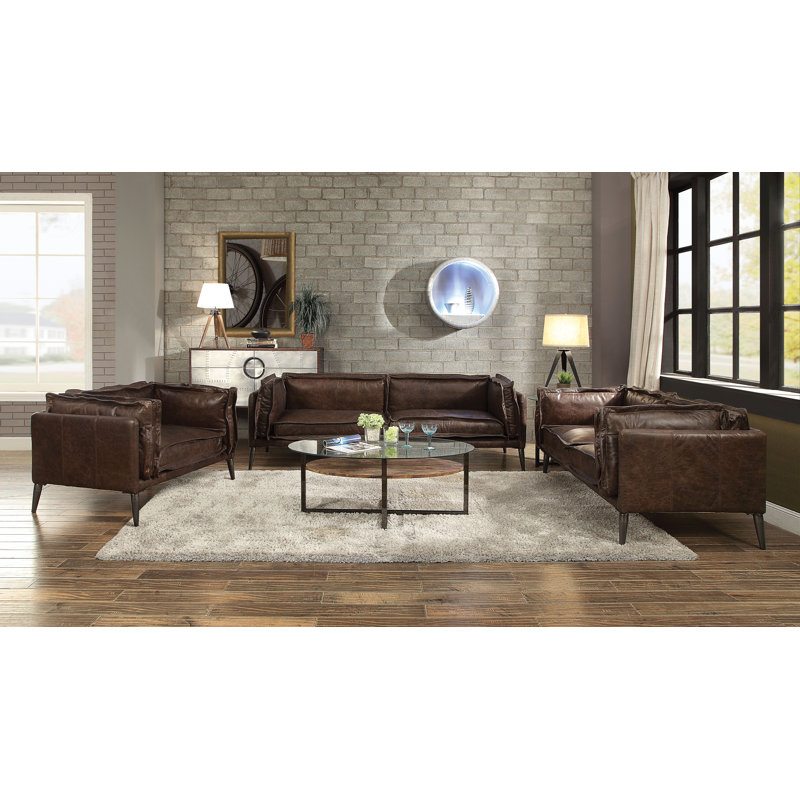 Fauteuil demi-largeur en cuir fleur et demi 47,2 po Baird