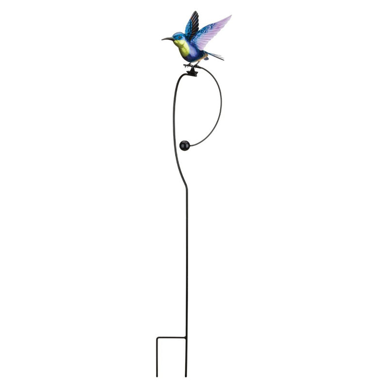 Colorful Iridescent Metallic Hummingbird Rocker Stake for Outdoor