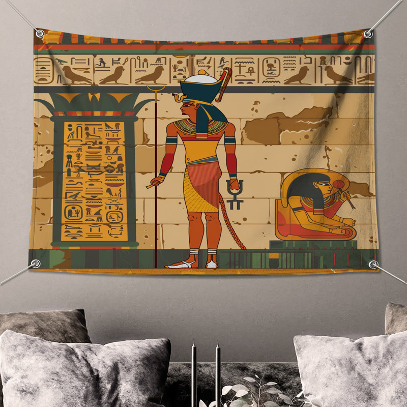 Tapisserie égyptienne - Décoration murale historique, H 51 po x l 60 po avec 4 œillets
