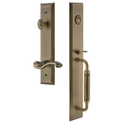 Fifth Avenue Handleset with Single Cylinder Deadbolt and Portofino Door Lever and Fifth Avenue Rosette