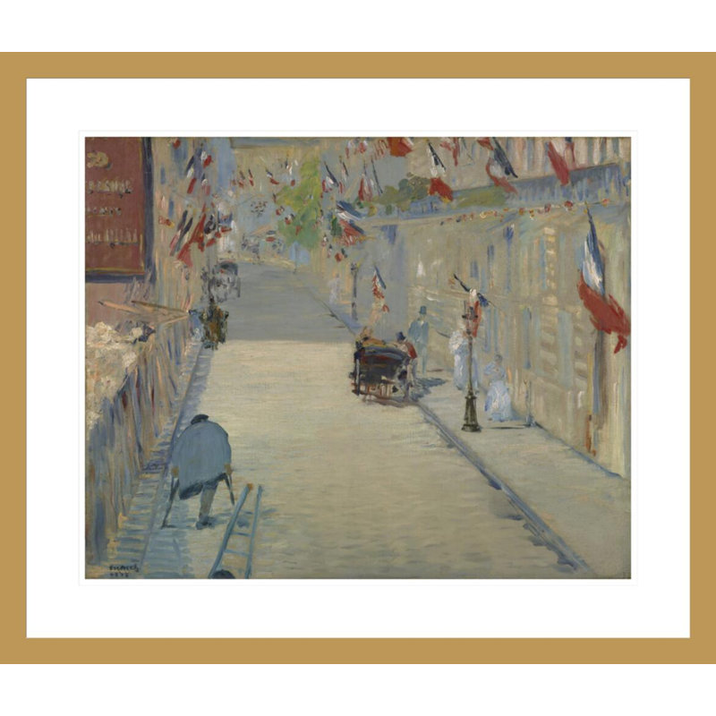 La rue Mosnier avec drapeaux par Edward Manet, impression giclée sur cadre, H 23,5 po x l 27,51 po