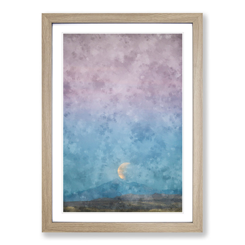 Super Blue Blood Moon Eclipse - Picture Frame Graphic Art Print, 87cm H x 62cm W x 2cm D, Oak Framed