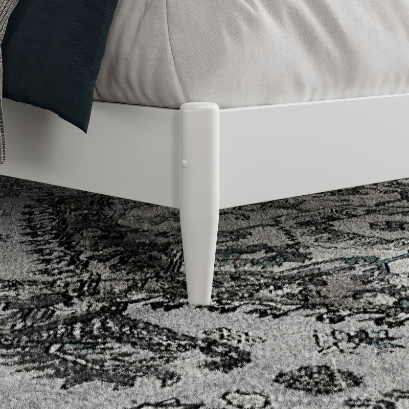 Amandah Low Profile Solid Wood Panel Bed, White, King