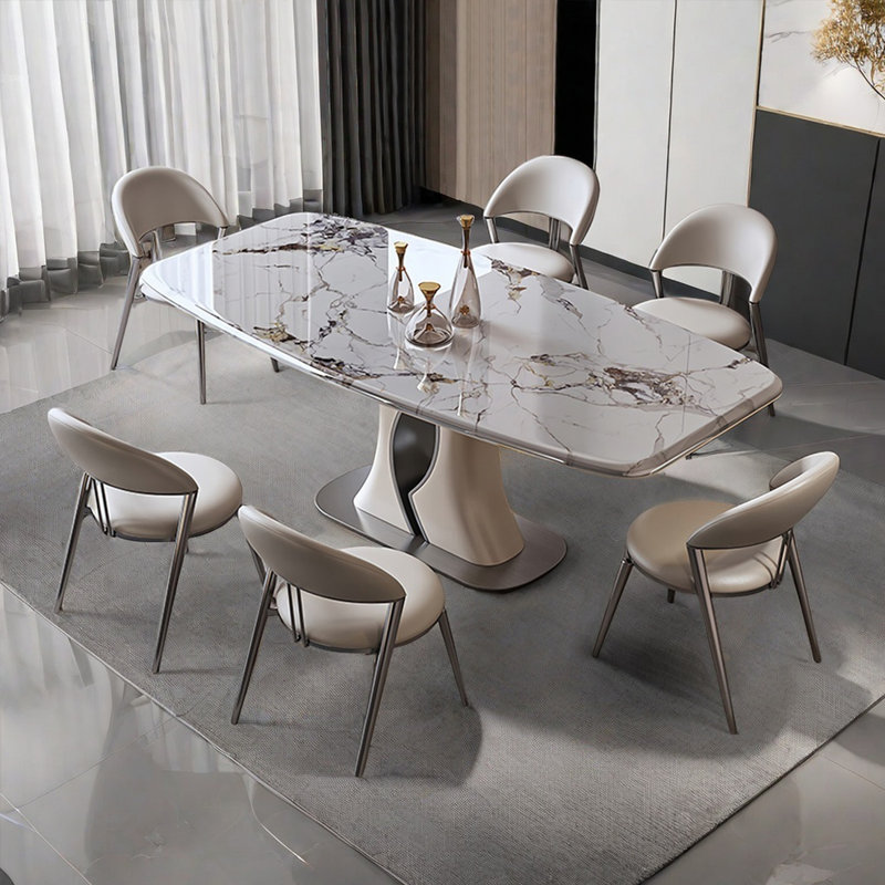 Simple Light Microlite Rectangle Dining Table Sets, 29.5"H x 63"L x 35.4"W