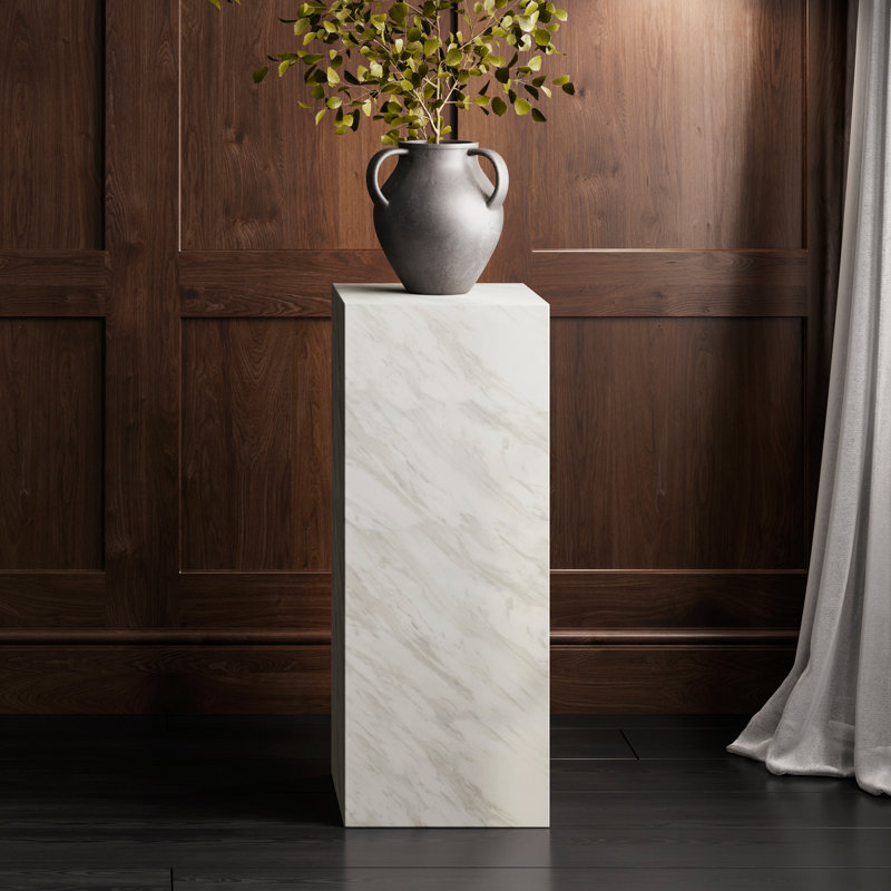 Delvia White Marble Large Pedestal