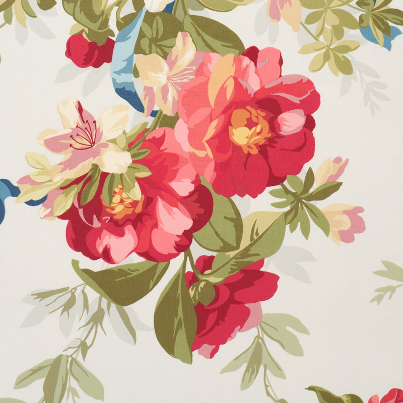 Ellesmere Ribbon Floral Fabric, Aqua