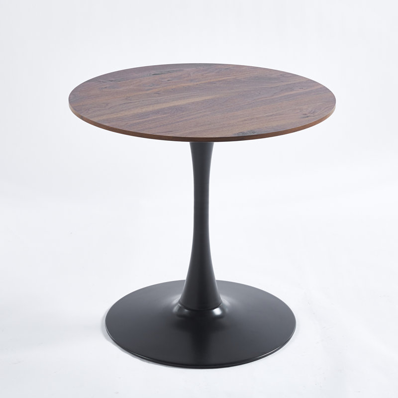 Table de salle à manger de 31,5 po de style Mid-Century pour 2 à 4 personnes avec plateau rond en MDF, table de salle à manger à piédestal, table basse de loisirs