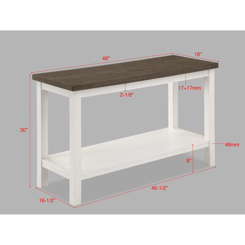 Table de salon 3 pièces avec tablette ouverte, brun et blanc, finition en bois blanc