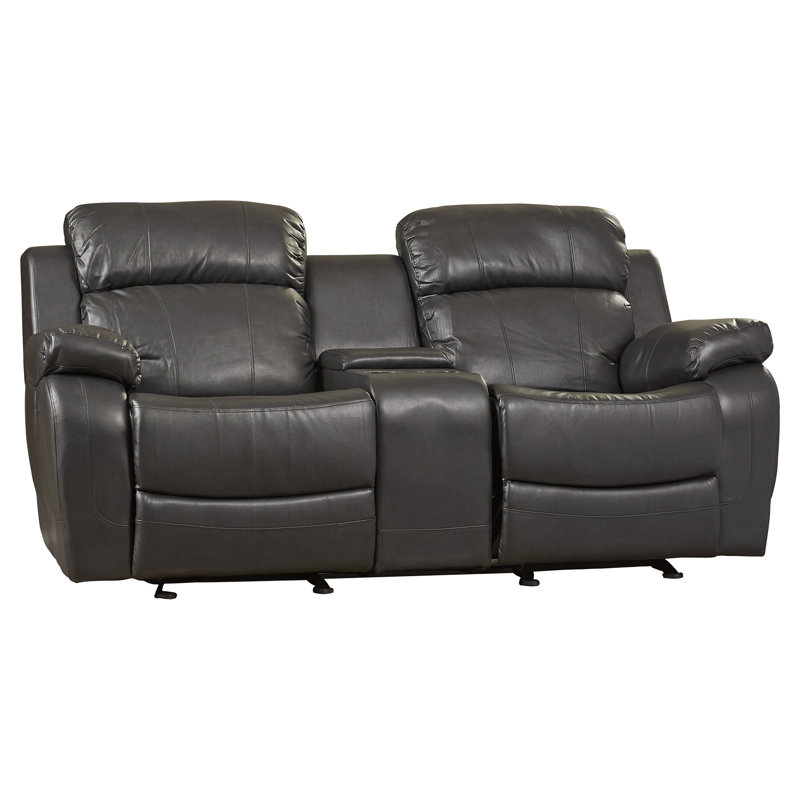 Cox 77" Pillow Top Arm Reclining Loveseat, Black Faux Leather