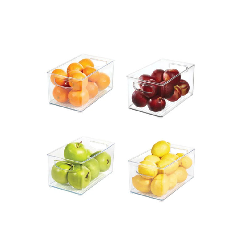 iDESIGN Linus Plastic Fridge/Pantry Kitchen Organizer Bins, Set of 4