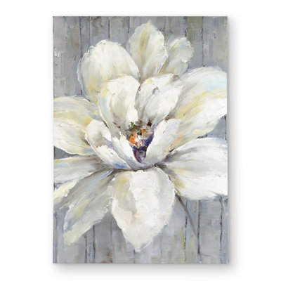 White Flower on Wood - Gray Livingroom Outdoor Area Rug