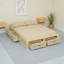 Grand lit plateforme avec 6 tiroirs de rangement, naturel antique-8489406-8489396