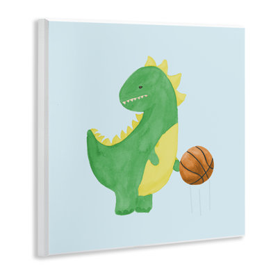 Plaque murale Baby Dino & Basketball, design par Lucille Price