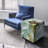 Reverse Printed Beveled Art Glass Cocktail Table End Table