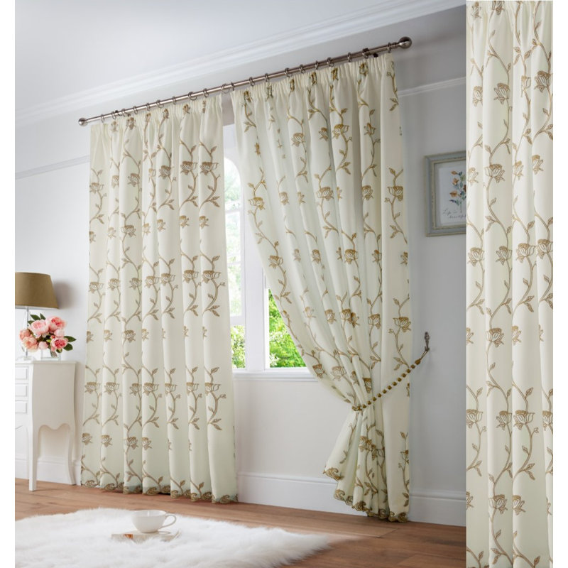 Cathryn Semi Sheer Curtain Pair, Latte, 140 W x 183 D cm