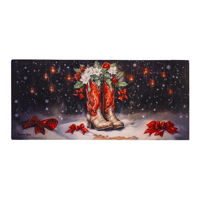 Red Christmas Cowboy Boots Sassafras Switch Mat