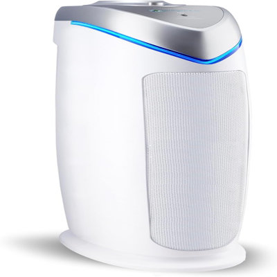 Le purificateur d'air Germguardian avec filtre HEPA 13 élimine 99,97% des polluants et couvre une grande pièce jusqu'à 743 pieds carrés. Espace pour les pieds en 1 heure, la lumière UV-C aide à réduire les germes, certifié zéro ozone, 22 po, blanc, AC4825W