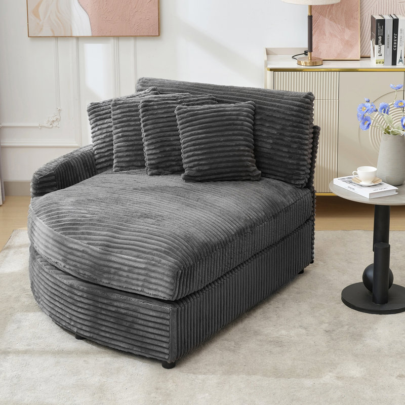 Chaise longue rembourrée avec coussin, Orienté à droite, Gris foncé