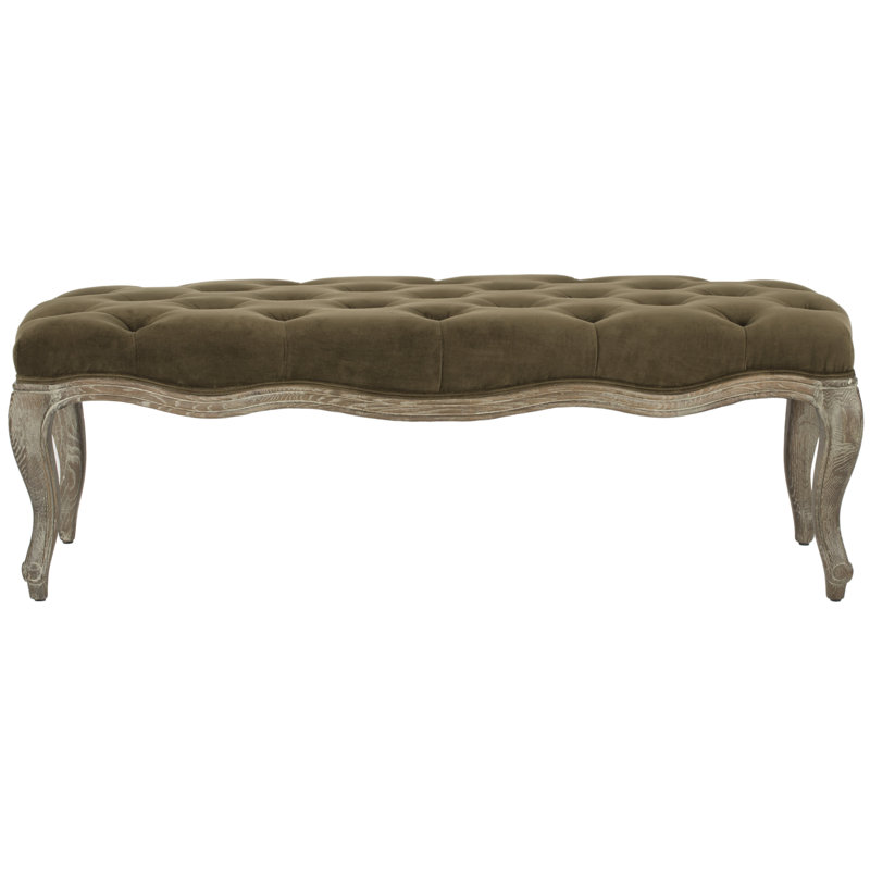 Fleur Linen Upholstered Bench, Spruce