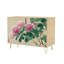 Buffet Buffet avec rangement Fleurs de chrysanthème rose, branches botaniques, feuilles vertes, avec 2 portes pour le salon et la cuisine