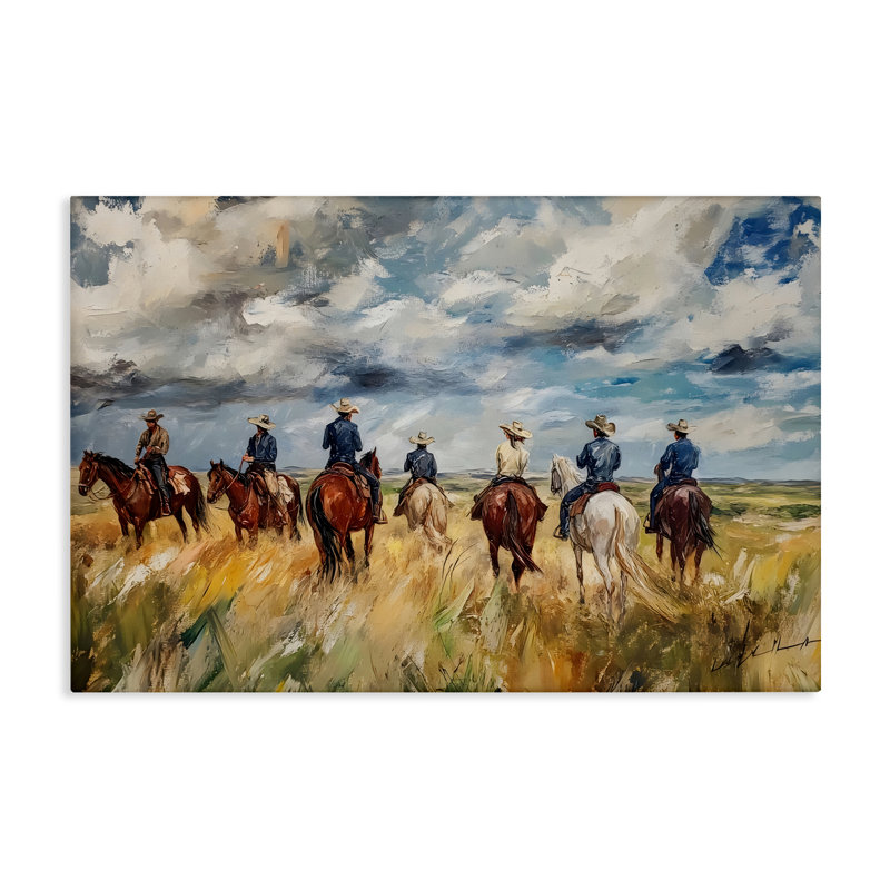 Toile Western Riders Herd, conception de Franklyn Gregory, H 16 po x l 24 po