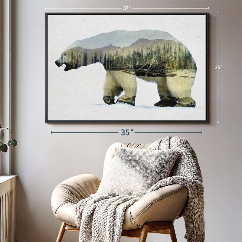 Arctic Polar Bear Wall Art Canvas Print, H 25 po x l 37 po