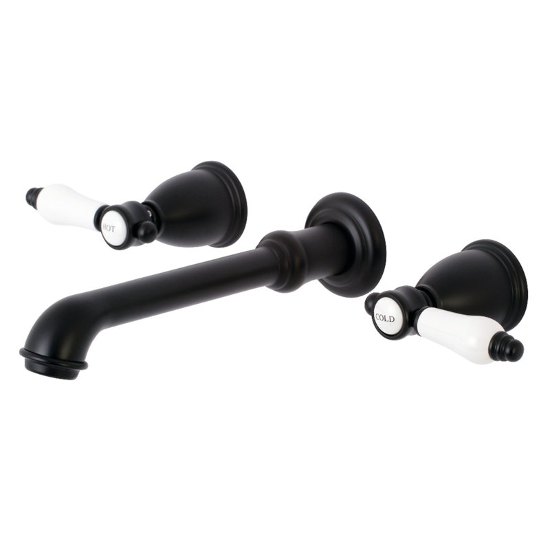 Robinet de salle de bain mural bel air, Noir mat