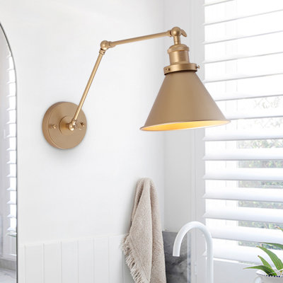 1-Light Cone Plug-In Swing Armed Sconce