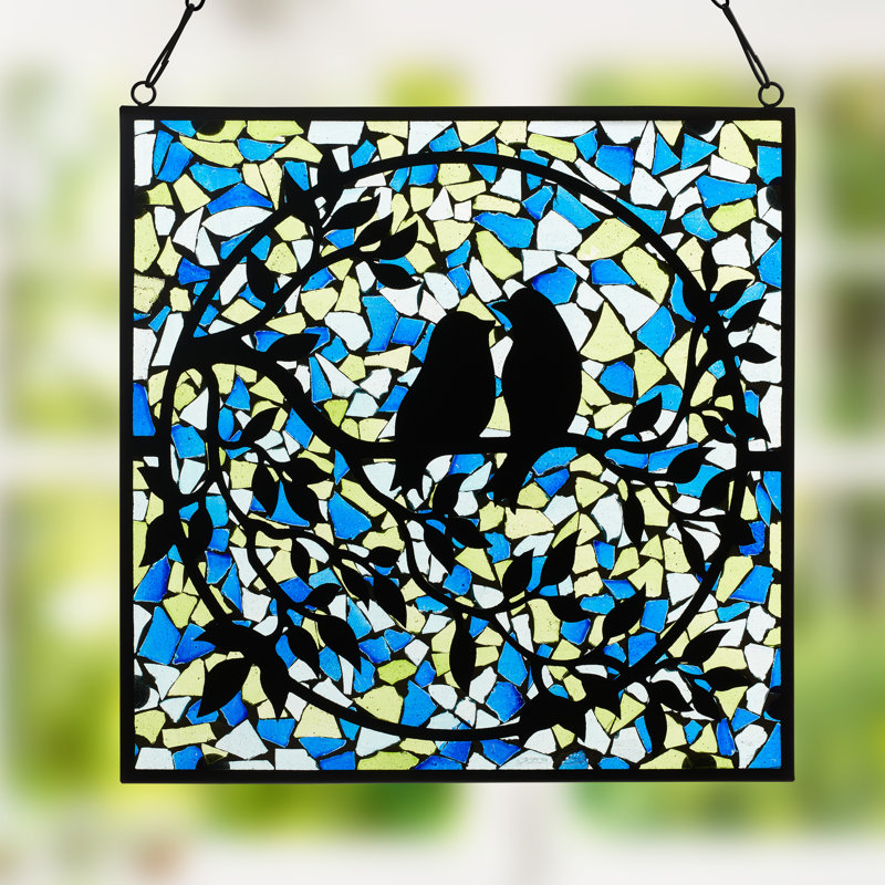Panneau de vitrail en mosaïque 12 "Love Birds W - Winston Porter