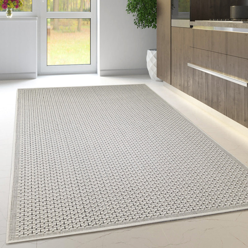 Non Slip Plain Solid Rug Flat Weave Kitchen Living Room Carpet, Cream, Rectangle 160 x 225 cm