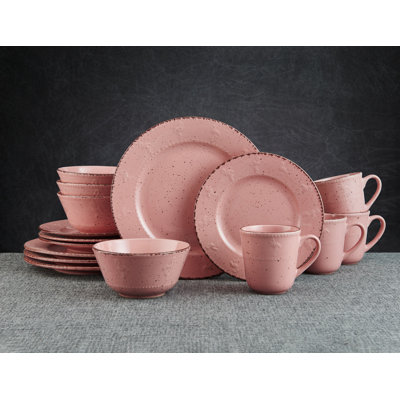 Pfaltzgraff Flamingo 16-piece Stoneware Dinnerware Set, Service For 4 In Rose